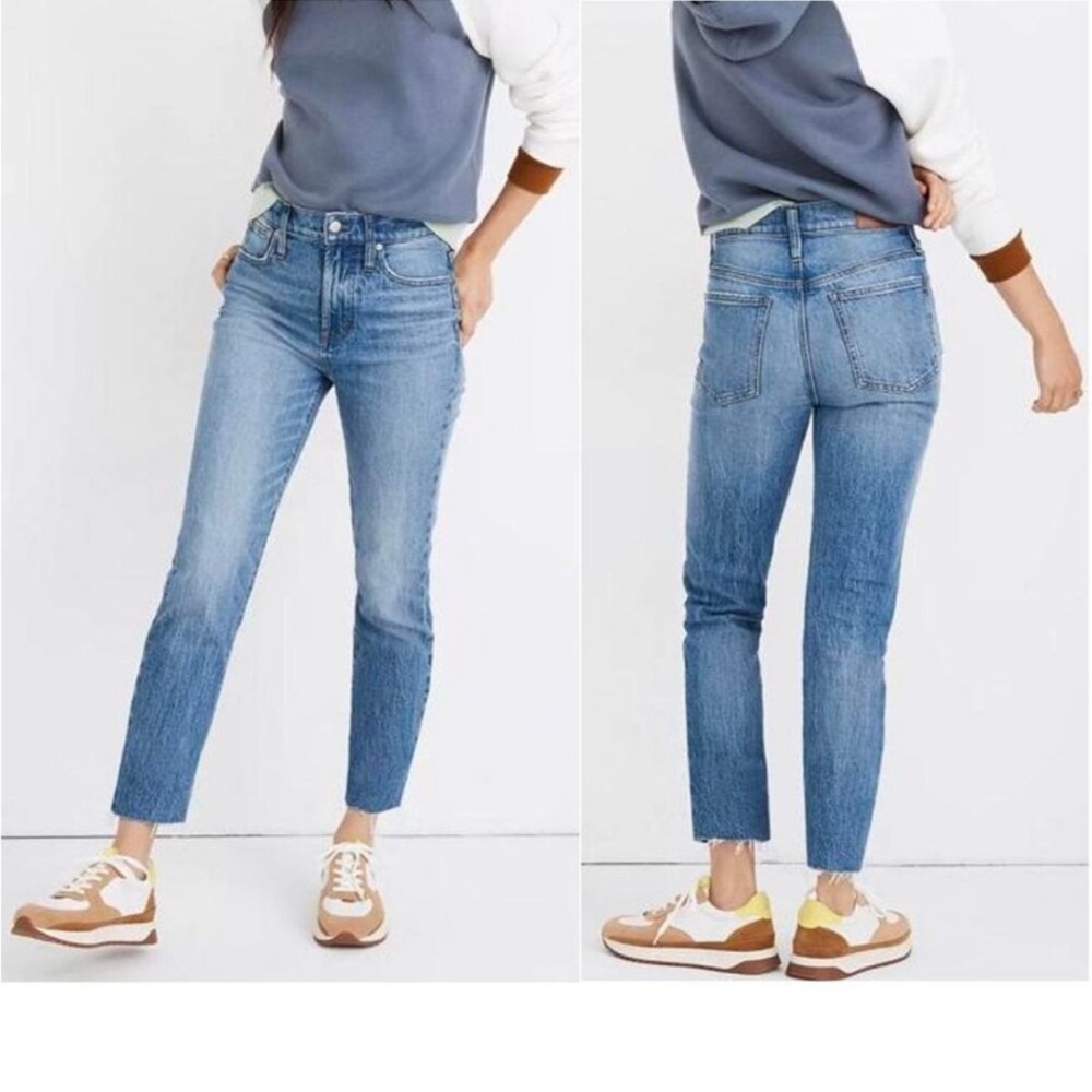 Madewell High-Rise Straight Ankle Jeans - Light Blue Wash